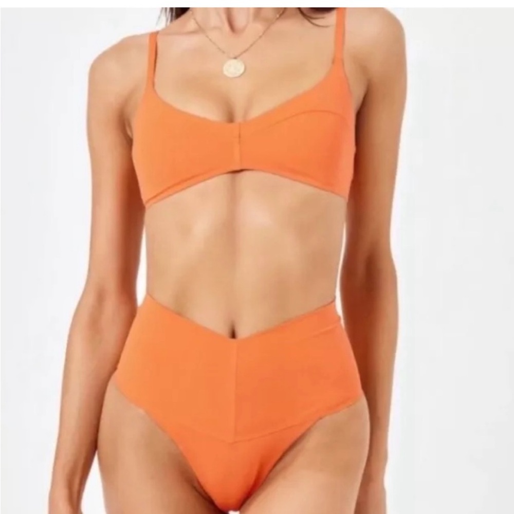 L*Space Vibrant Orange Bikini Set small top and medium bottoms